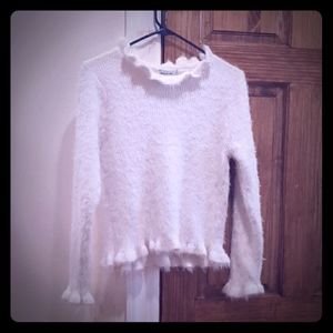 Flirty Ribbed Faux Fur Sweater Top